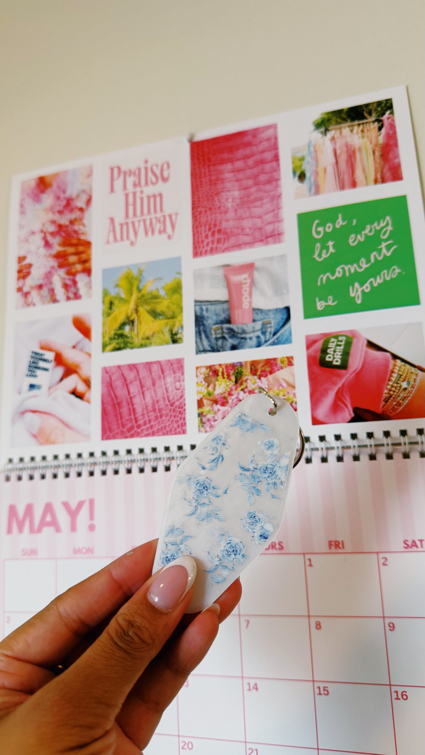 Blue Floral Keychain