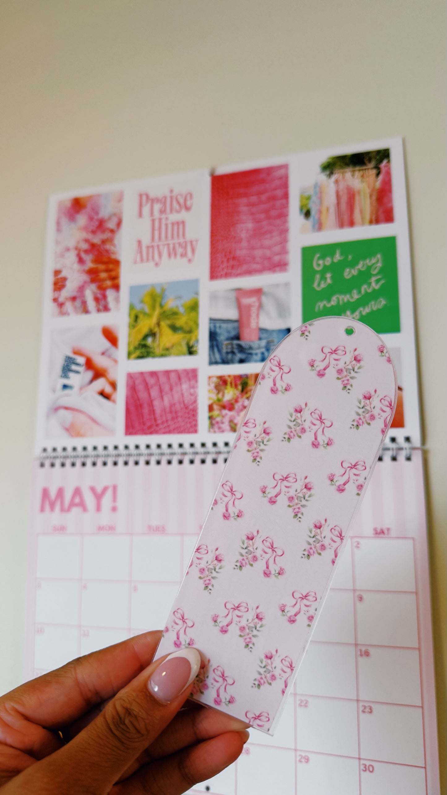 Pink Floral Bookmark
