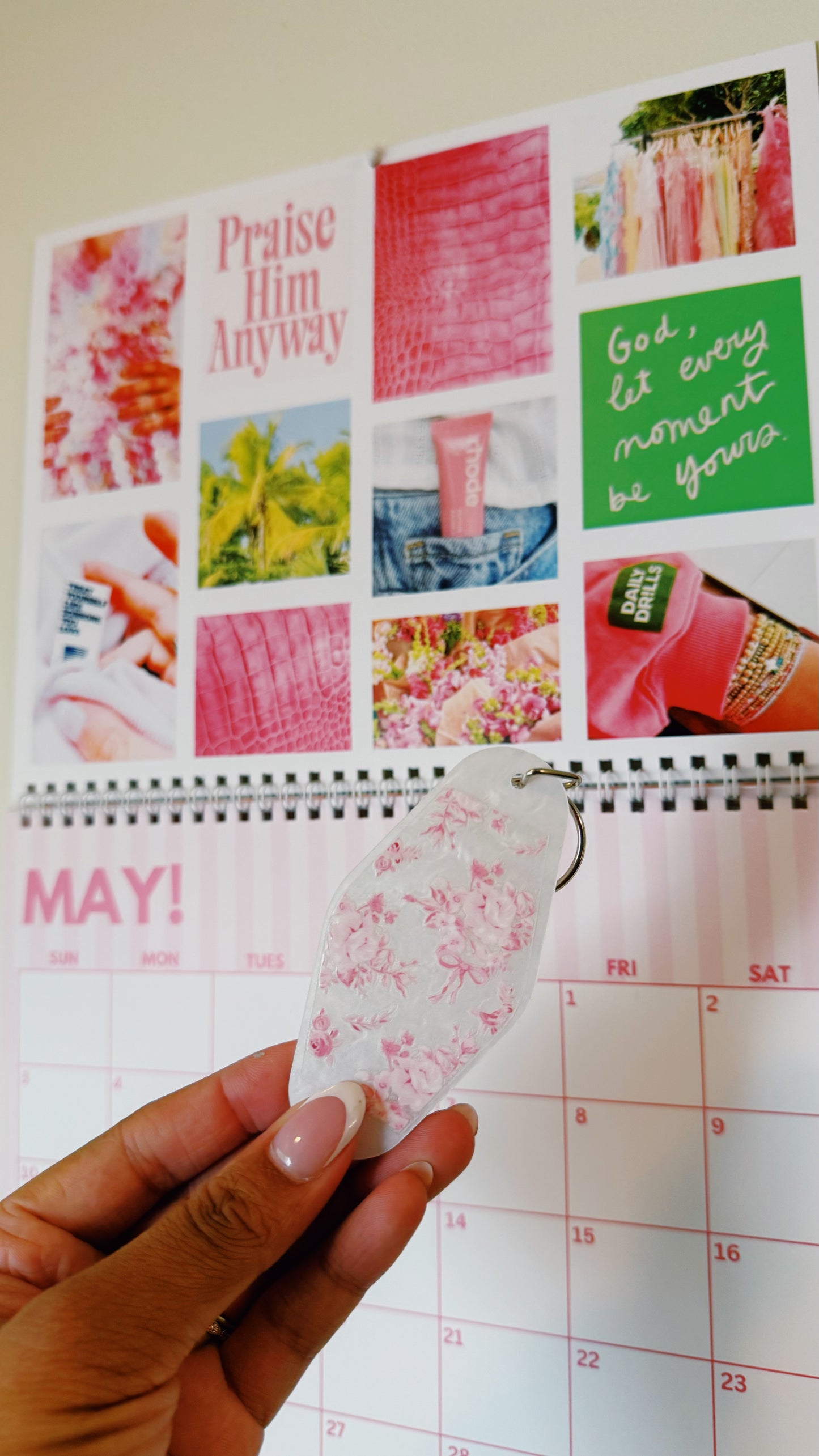 Pink Floral Keychain