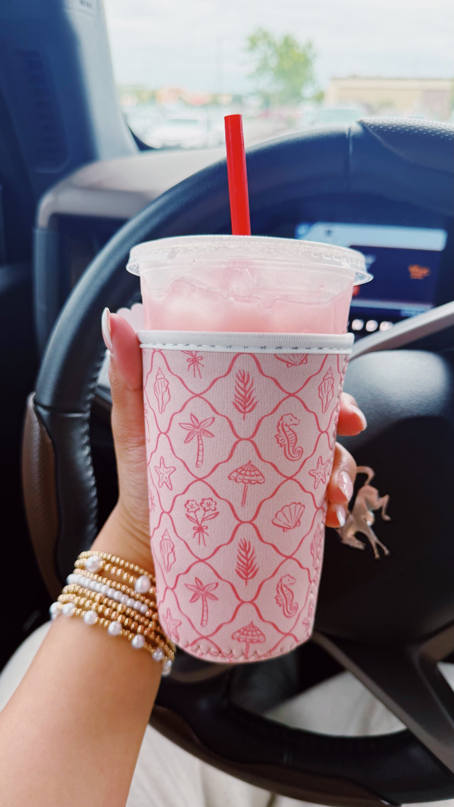 Pink Coastal Medium Coffee Coozie